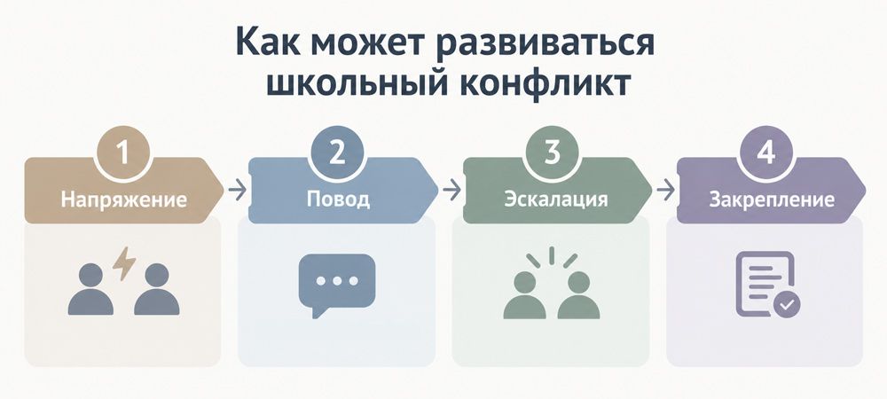 Как может развиваться конфликт в школе